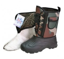 Дутики ЭВА мужские (Д-014 к) на шнуровке с чулком (-40С), камуфлированные